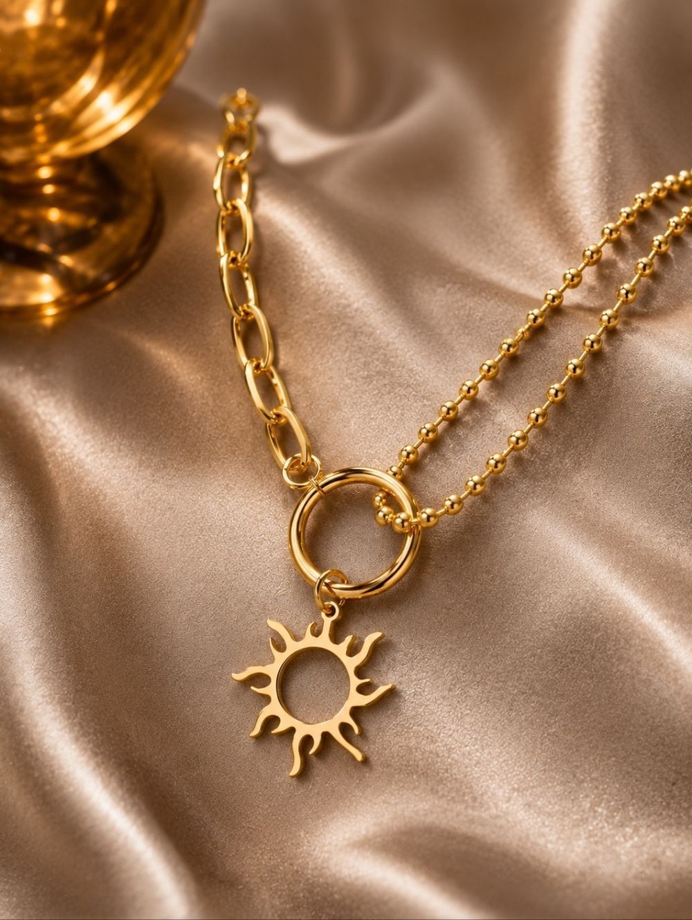 Gold Sun Symbol Necklace